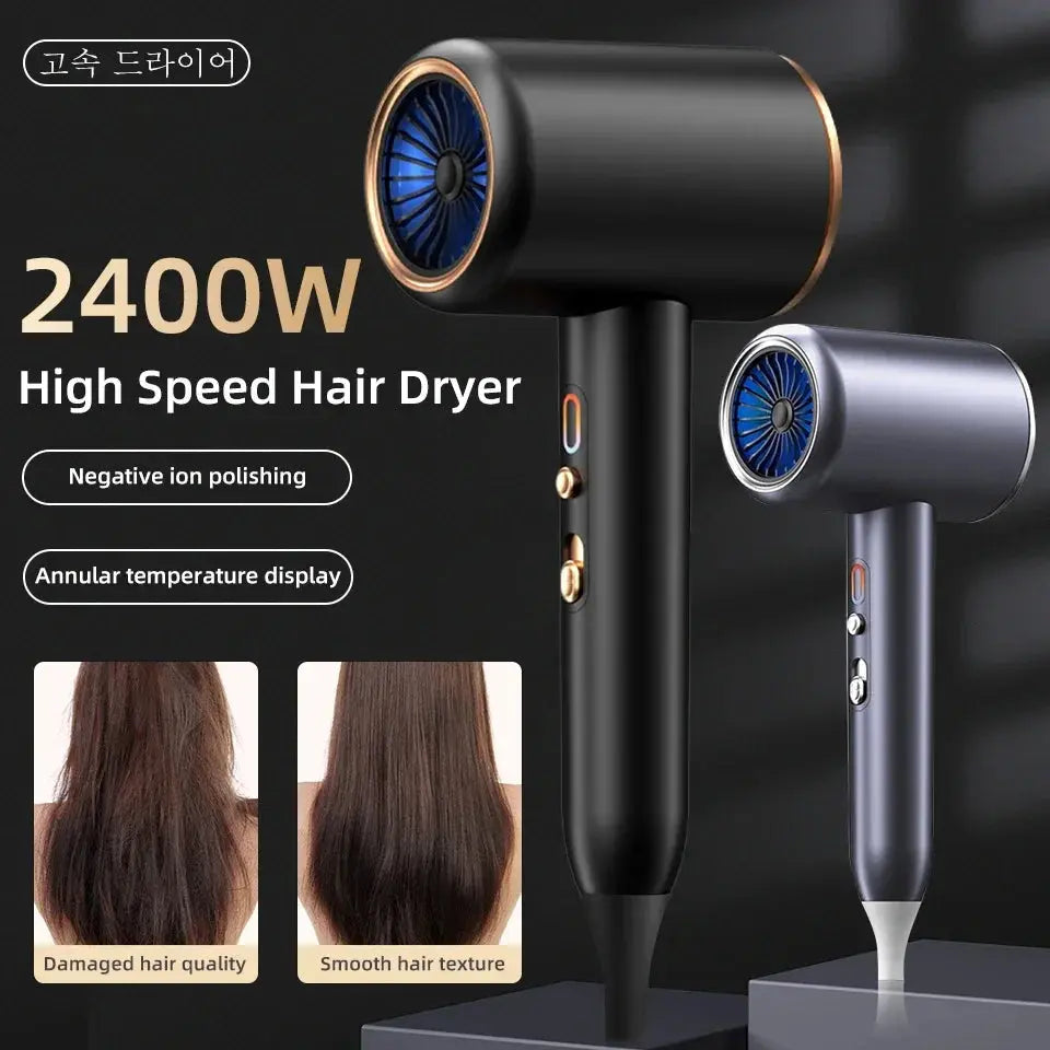 Professional Hair Dryer Hot Cold Wind Air Brush Hairdryer Negative Lonic Blow Dryer  Strong PowerDryer Salon Tool 2400W 3th Gear Awesome Markeplace