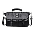 Punk Skull Tote: Annmouler 2 Luxury Black Leather Handbag - Spacious & Stylish Crossbody