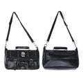 Punk Skull Tote: Annmouler 2 Luxury Black Leather Handbag - Spacious & Stylish Crossbody