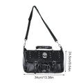 Punk Skull Tote: Annmouler 2 Luxury Black Leather Handbag - Spacious & Stylish Crossbody