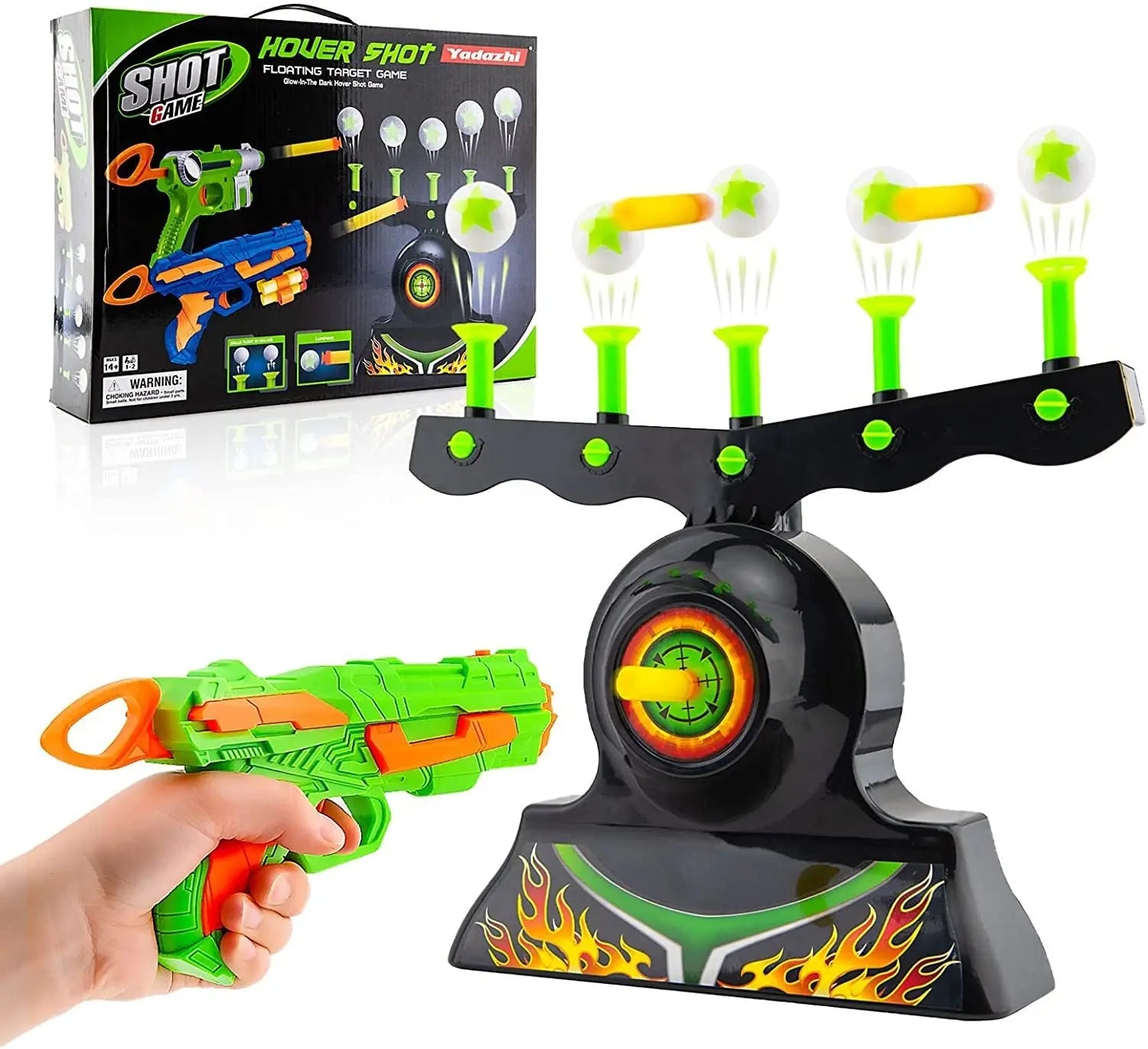 Shooting Targets for Nerf Guns Shooting Game Glow in The Dark Floating Ball Target Practice Toys for Kids Boys Hover Shot 1 Blaster Toy Gun 10 Soft Foam Balls 3 Darts Gift Doba