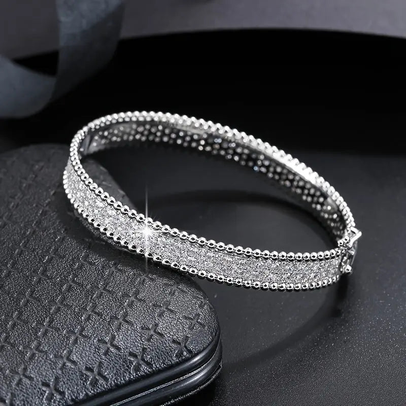 Simple Bangle Bracelet With Full Of Sparkly Zircon Bracelet All-match Jewelry For Women & Girls Clothing Accessories for Raksha bandhan gift Doba