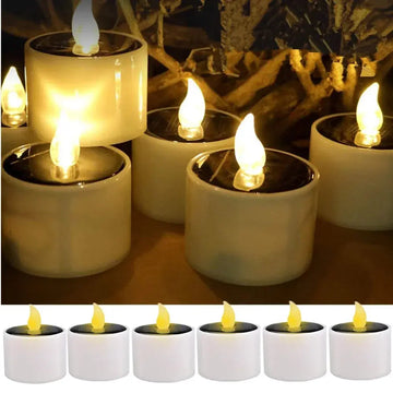 Solar LED Candles 6Pcs Flickering Flameless Tea Lights Garden Nightlight