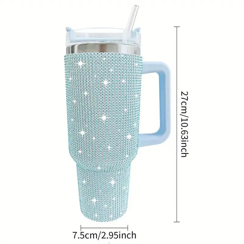 Stainless Steel Insulated Tumbler - 40oz Sparkling Studded Water Bottle with Portable Handle - Awesome Marketplace