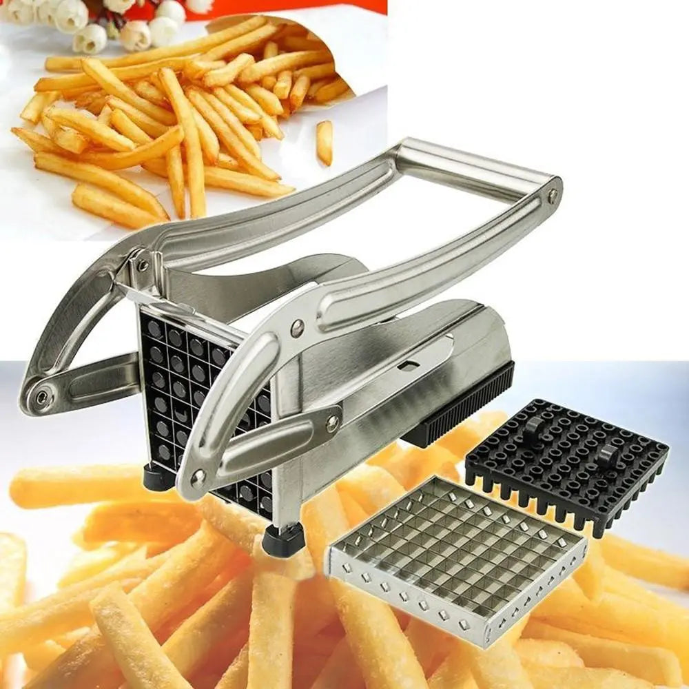 Stainless Steel French Fries and Potato Cutter with 2 Different Blades Yellow Pandora