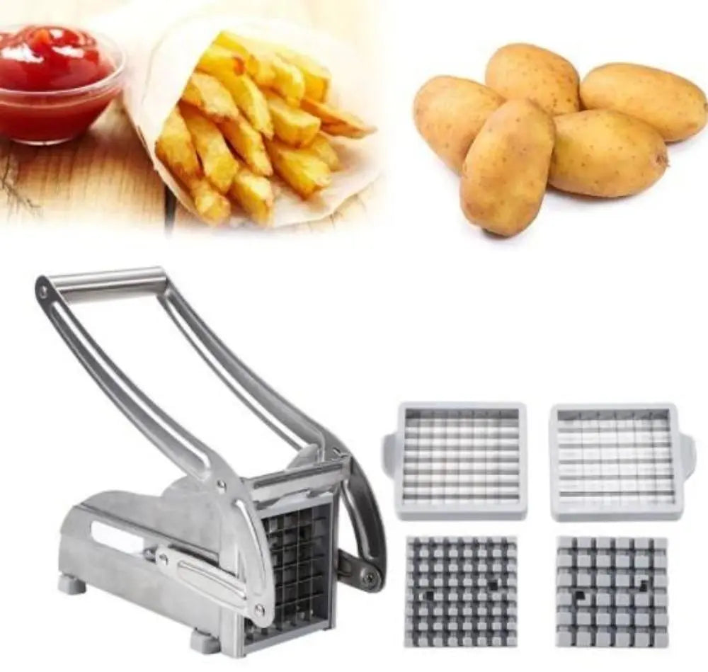 Stainless Steel French Fries and Potato Cutter with 2 Different Blades Yellow Pandora