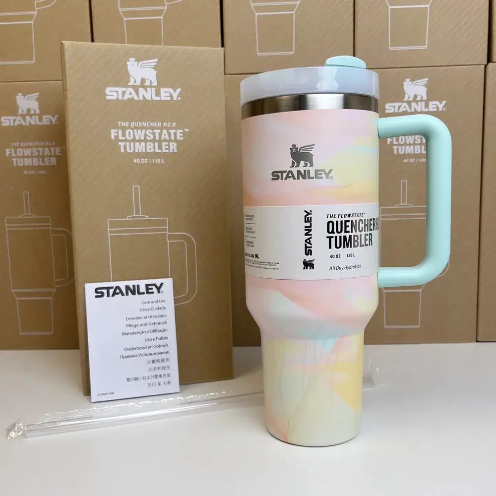 Stanley Insulated Tumbler - 30oz/40oz Stainless Steel Coffee Tumbler with Lid, Straws & Handle - Awesome Marketplace