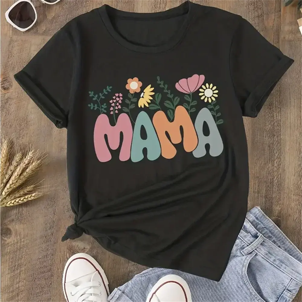 Summer Family Matching Outfits Mama and Mama's Mini Tshirt Mother Daughter Mum T-Shirt Tops Toddler Baby Kids Girls Clothes - Awesome Markeplace
