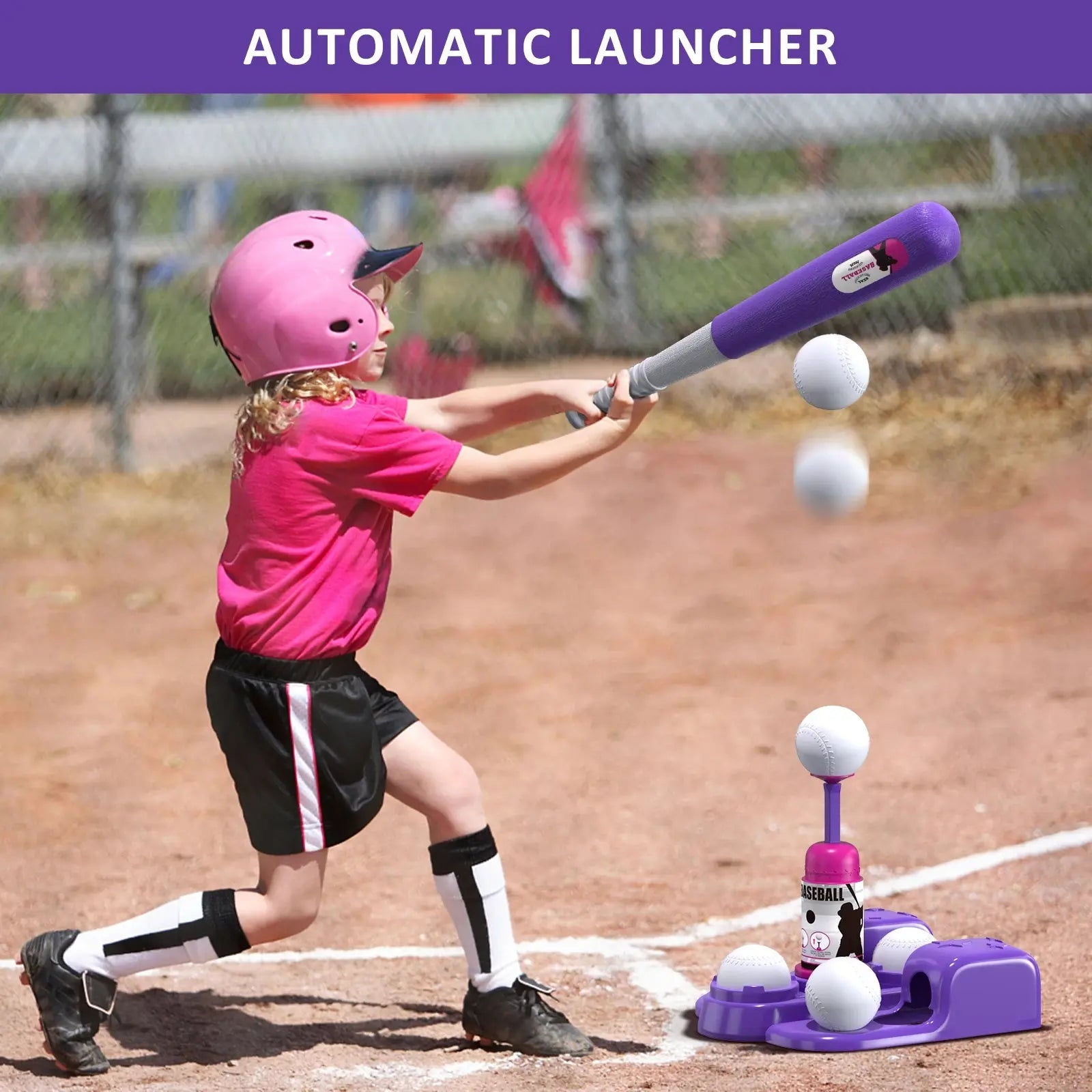 T Ball Sets for Kids 3-5 5-8, Tee Ball Set with Automatic Pitching Machine Adjustable Batting Bat Outdoor Sport for Kids Toys Awesome Marketplace