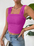 Textured Square Neck Wide Strap Tank Trendsi