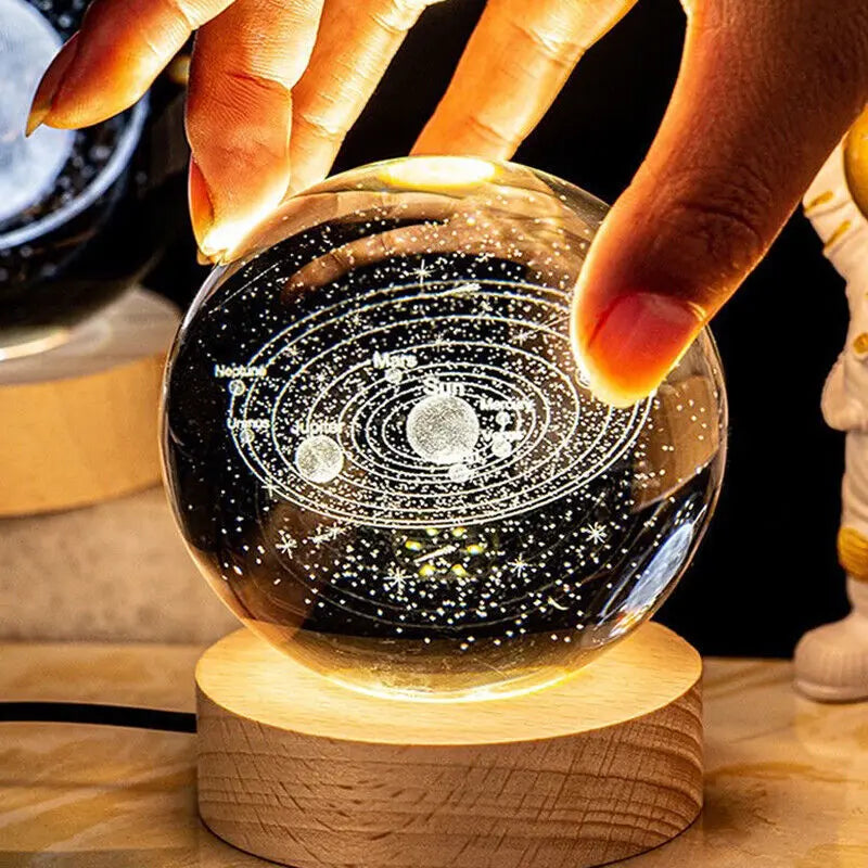 USB LED Galaxy Crystal Ball Table Lamp: 3D Planet Moon Night Light Awesome Markeplace