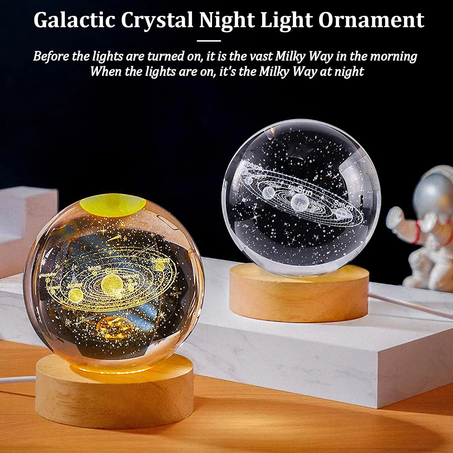 USB LED Galaxy Crystal Ball Table Lamp: 3D Planet Moon Night Light Awesome Markeplace