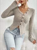 V-Neck Long Sleeve T-Shirt Trendsi