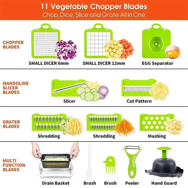 Vegetable Chopper - Spiralizer Vegetable Slicer - Onion Chopper with Container - Pro Food Chopper - Slicer Dicer Cutter - (4 in 1) - Awesome Markeplace