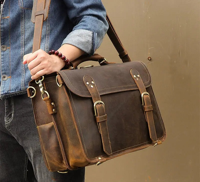 Versatile Laptop Briefcase: Genuine Leather Business Handbag for Men Awesome Markeplace