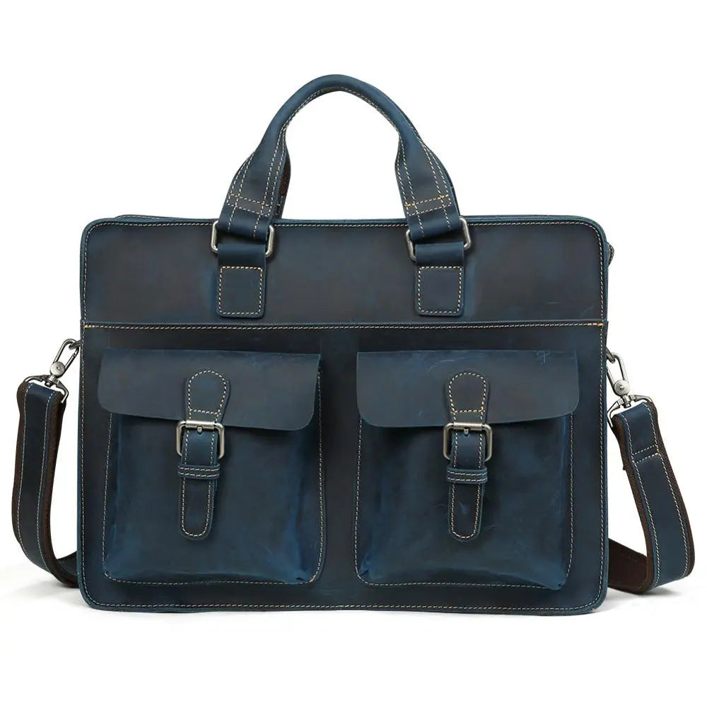 Vintage Men's Genuine Leather Briefcase Leather Laptop Bag  Business Travel Bag Awesome Markeplace