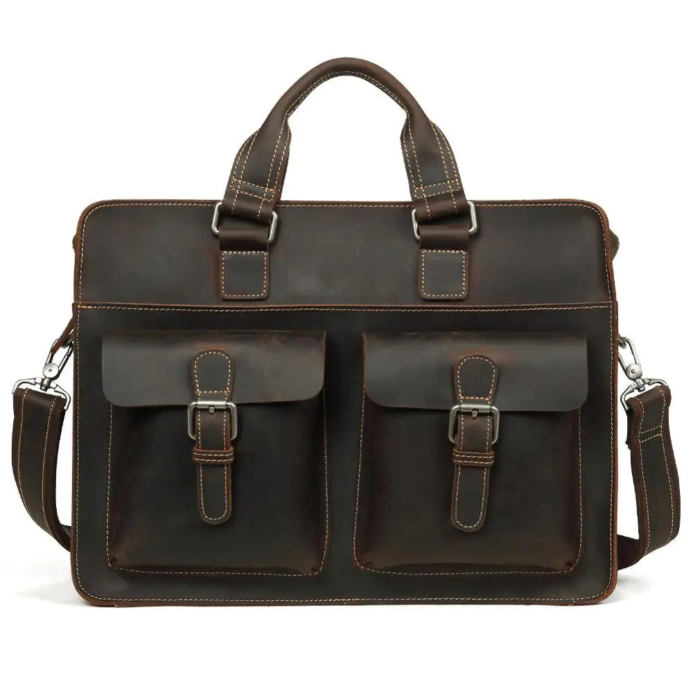 Vintage Men's Genuine Leather Briefcase Leather Laptop Bag  Business Travel Bag Awesome Markeplace