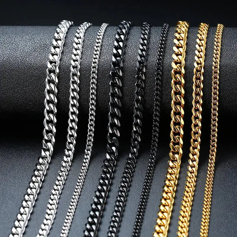 Vnox Cuban Chain Necklace for Men Women,Basic Punk Stainless Steel Curb Link Chain Chokers,Vintage Gold Color Solid Metal Collar Awesome Markeplace