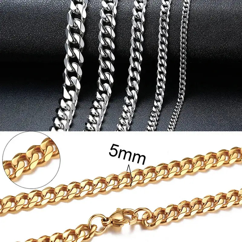 Vnox Cuban Chain Necklace for Men Women,Basic Punk Stainless Steel Curb Link Chain Chokers,Vintage Gold Color Solid Metal Collar Awesome Markeplace