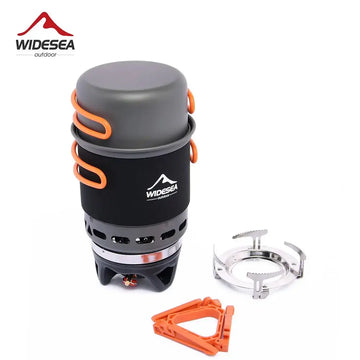 Widesea Camping Cooking System with Heat Exchanger Outdoor Gas Burner Stove Tourist Pot Set Cup Tableware Cookware Tourism Hike Awesome Marketplace