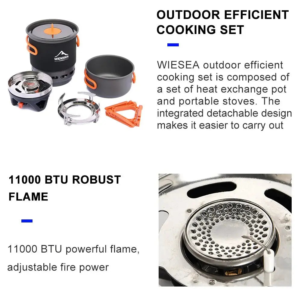 Widesea Camping Cooking System with Heat Exchanger Outdoor Gas Burner Stove Tourist Pot Set Cup Tableware Cookware Tourism Hike Awesome Marketplace