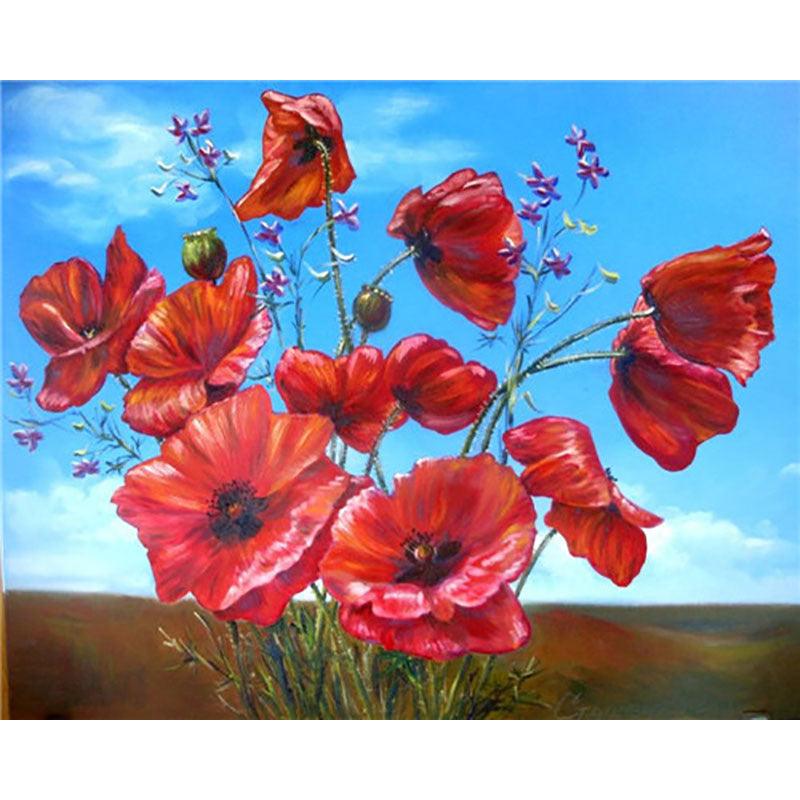 Adult Digital Oil Painting Kit Flowers & Butterflies in Vases DIY Art - Awesome Marketplace