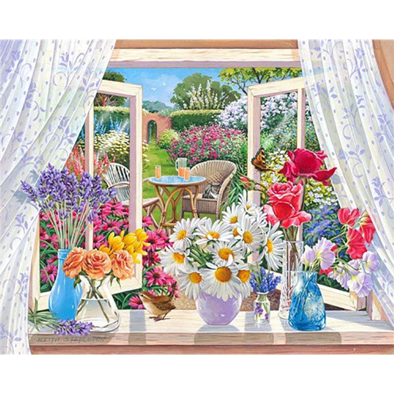 Adult Digital Oil Painting Kit Flowers & Butterflies in Vases DIY Art - Awesome Marketplace