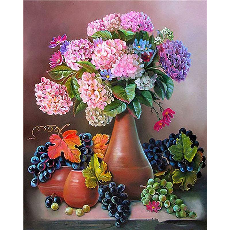 Adult Digital Oil Painting Kit Flowers & Butterflies in Vases DIY Art - Awesome Marketplace