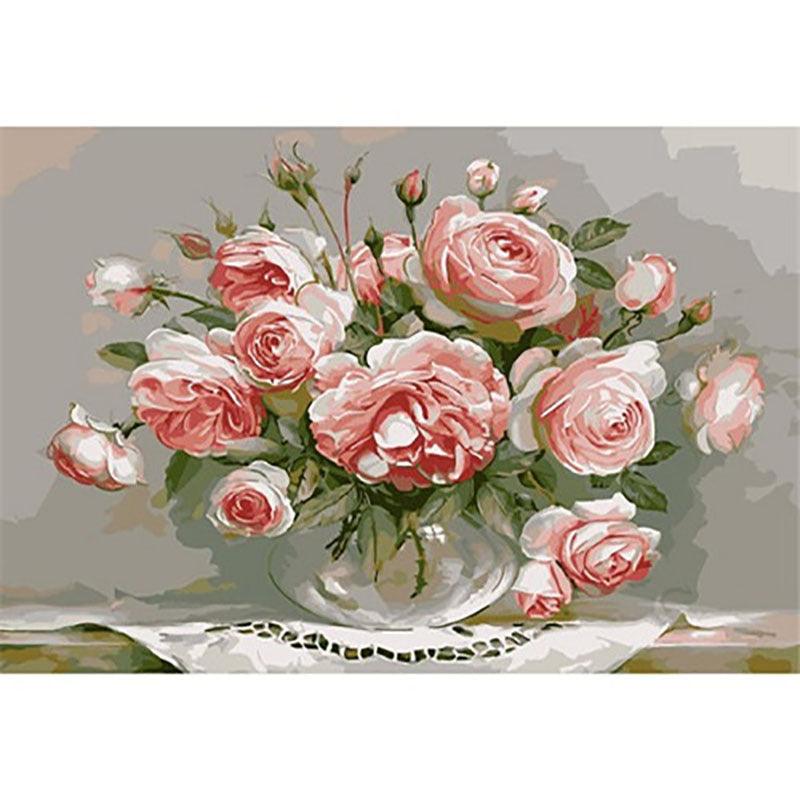 Adult Digital Oil Painting Kit Flowers & Butterflies in Vases DIY Art - Awesome Marketplace