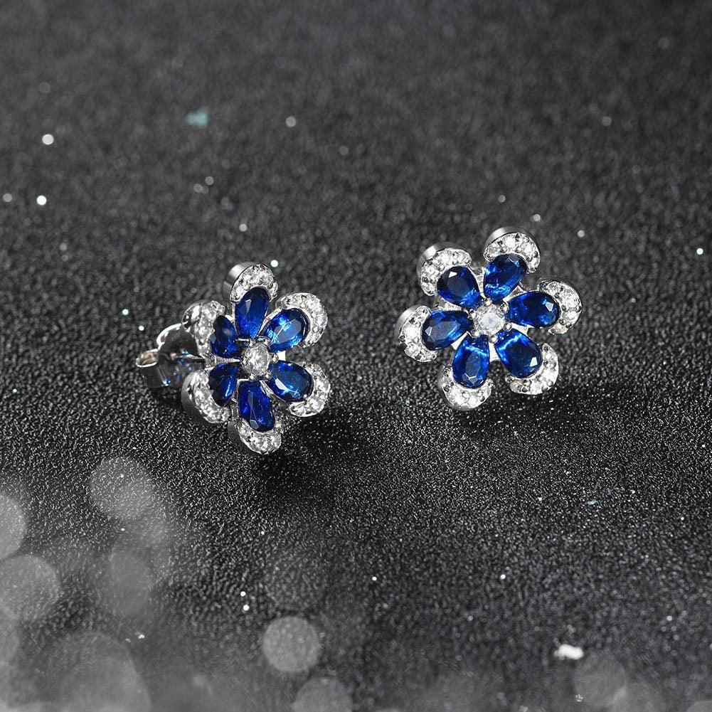 Artificial Sapphire Flower Shaped Pendant Necklace Bracelet Earrings - Awesome Marketplace