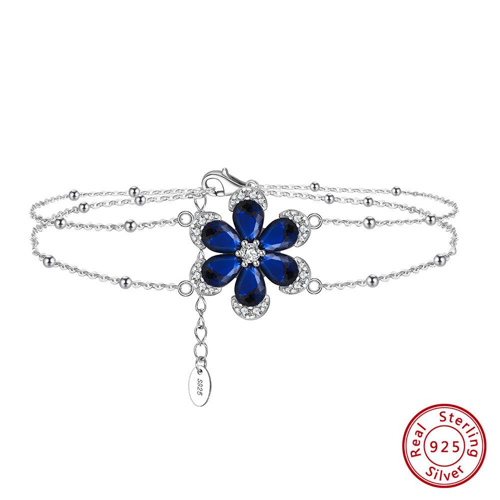 Artificial Sapphire Flower Shaped Pendant Necklace Bracelet Earrings - Awesome Marketplace