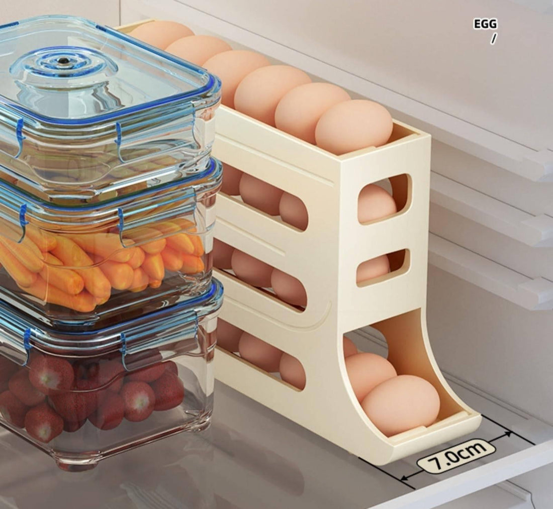 Egg Holder For Fridge - Auto Rolling Fridge Egg Organizer, Egg Dispenser Holder