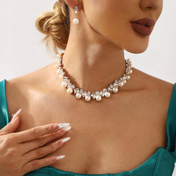 Baroque Alloy Necklace And Earrings Elegant Fashion All-match Bridal Formal Formal Dress Jewelry Suit - Awesome Marketplace