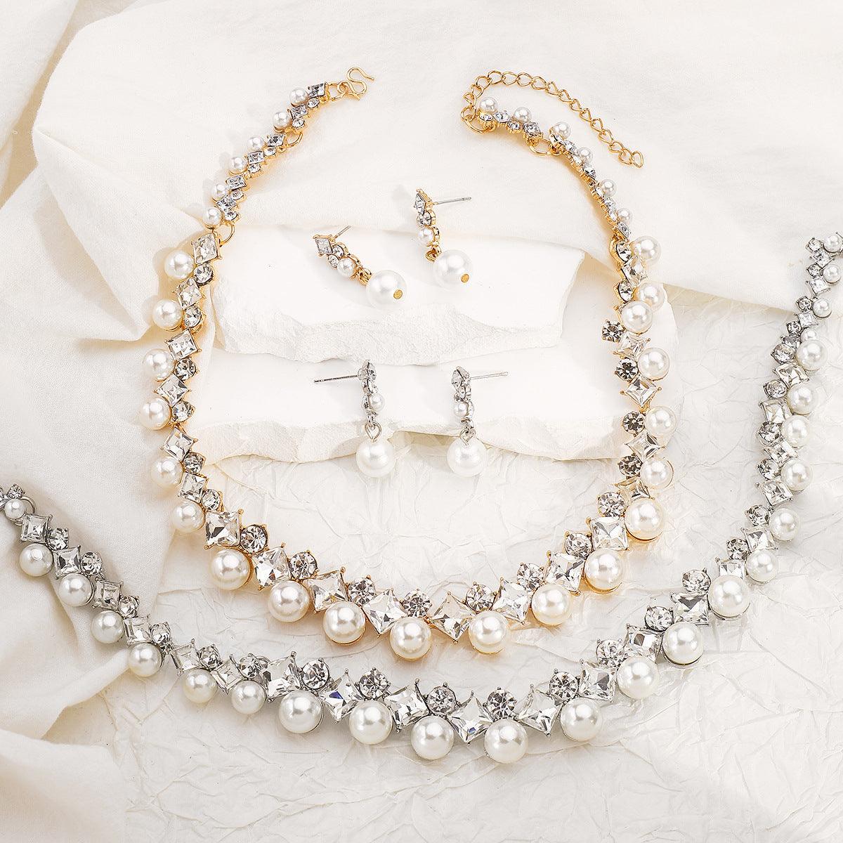 Baroque Alloy Necklace And Earrings Elegant Fashion All-match Bridal Formal Formal Dress Jewelry Suit - Awesome Marketplace