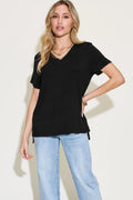 Basic Bae Full Size V-Neck High-Low T-Shirt Trendsi