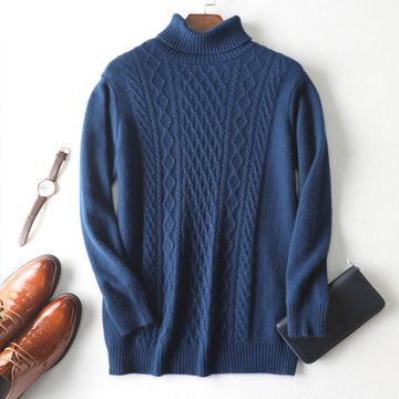 Winter High Collar Pure Cashmere Sweater Men's Casual