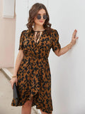 Casual Fashion Short Sleeve V-neck Printed Dress - Awesome Marketplace