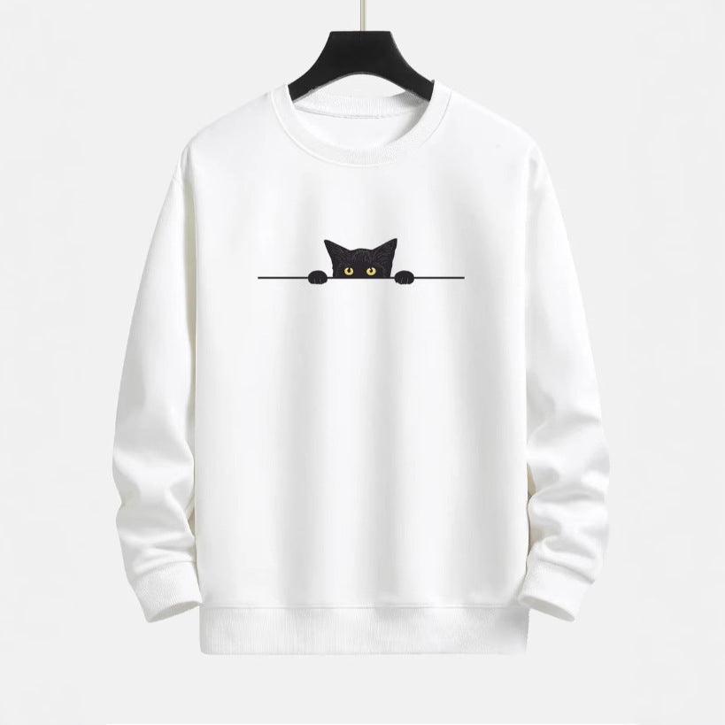 Creative Cat Print Cute Cat Round Neck Sweater - Awesome Marketplace