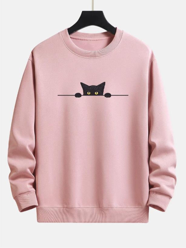 Creative Cat Print Cute Cat Round Neck Sweater - Awesome Marketplace