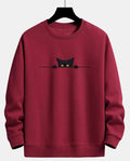 Creative Cat Print Cute Cat Round Neck Sweater - Awesome Marketplace