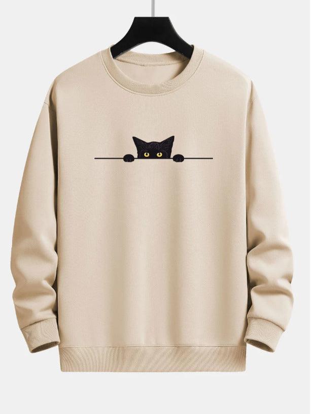 Creative Cat Print Cute Cat Round Neck Sweater - Awesome Marketplace