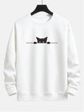 Creative Cat Print Cute Cat Round Neck Sweater - Awesome Marketplace