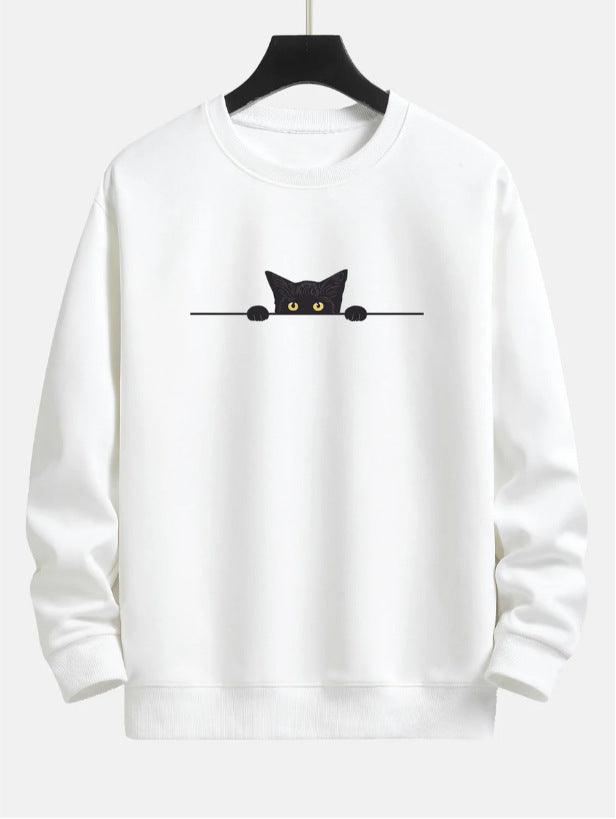 Creative Cat Print Cute Cat Round Neck Sweater - Awesome Marketplace