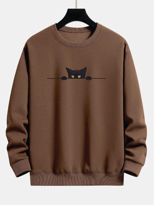 Creative Cat Print Cute Cat Round Neck Sweater - Awesome Marketplace