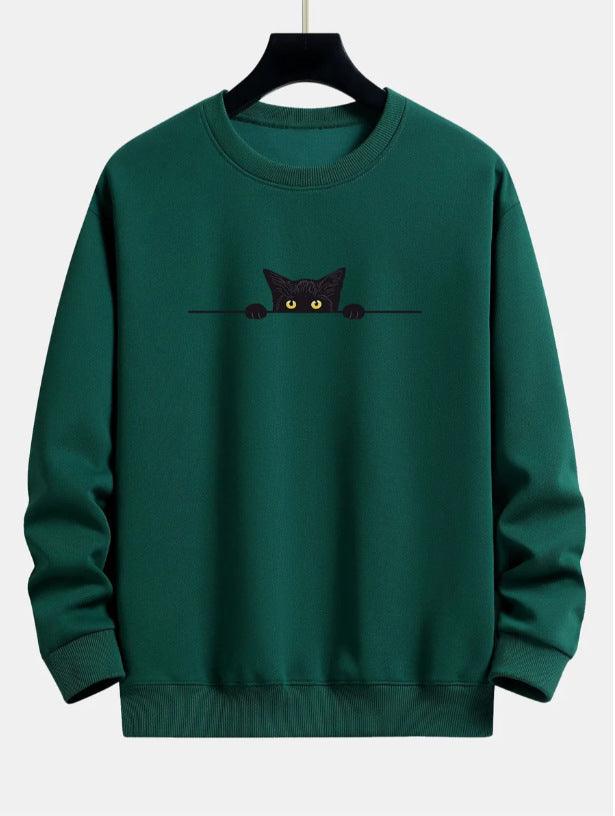 Creative Cat Print Cute Cat Round Neck Sweater - Awesome Marketplace