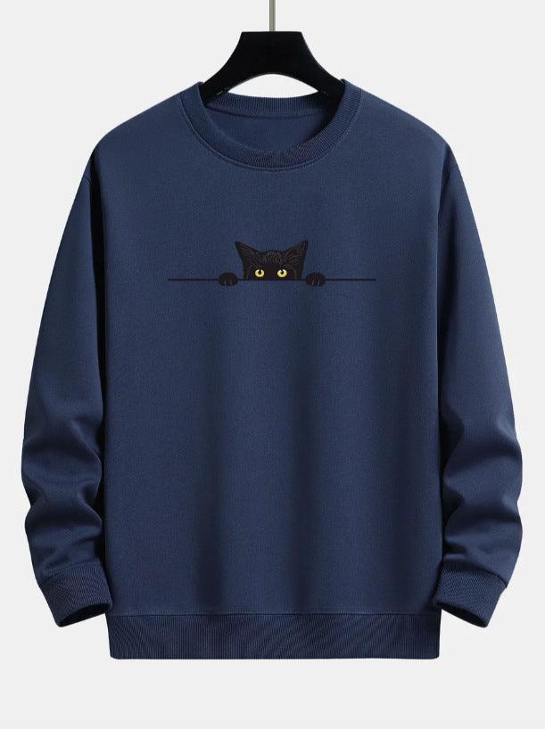 Creative Cat Print Cute Cat Round Neck Sweater - Awesome Marketplace