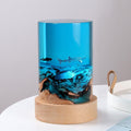 Creative Desktop Ornaments Cylinder Solid Wood Resin Night Light - Awesome Marketplace