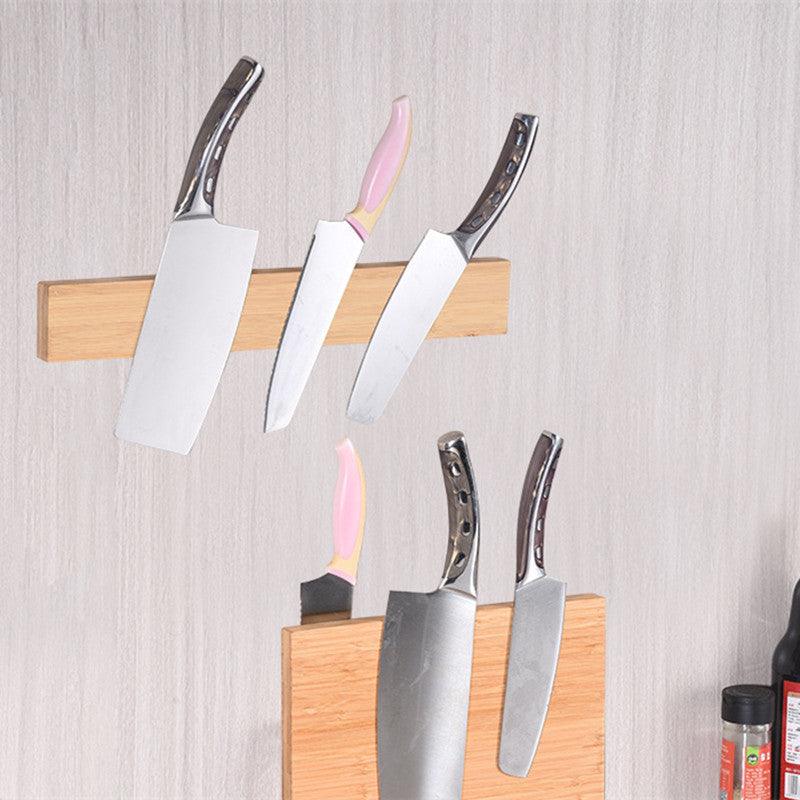 Durable stainless steel wall-mounted knife holder with a strong magnetic grip