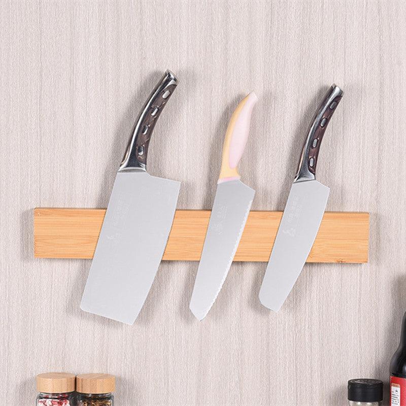 Durable stainless steel wall-mounted knife holder with a strong magnetic grip