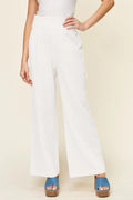 Double Take Full Size Texture Smocked Waist Wide Leg Pants Trendsi